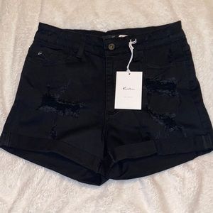 KanCan distressed black shorts